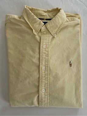 Ralph Lauren Men’s Butter Yellow Classic Fit Cotton Button Down Shirt Size XL